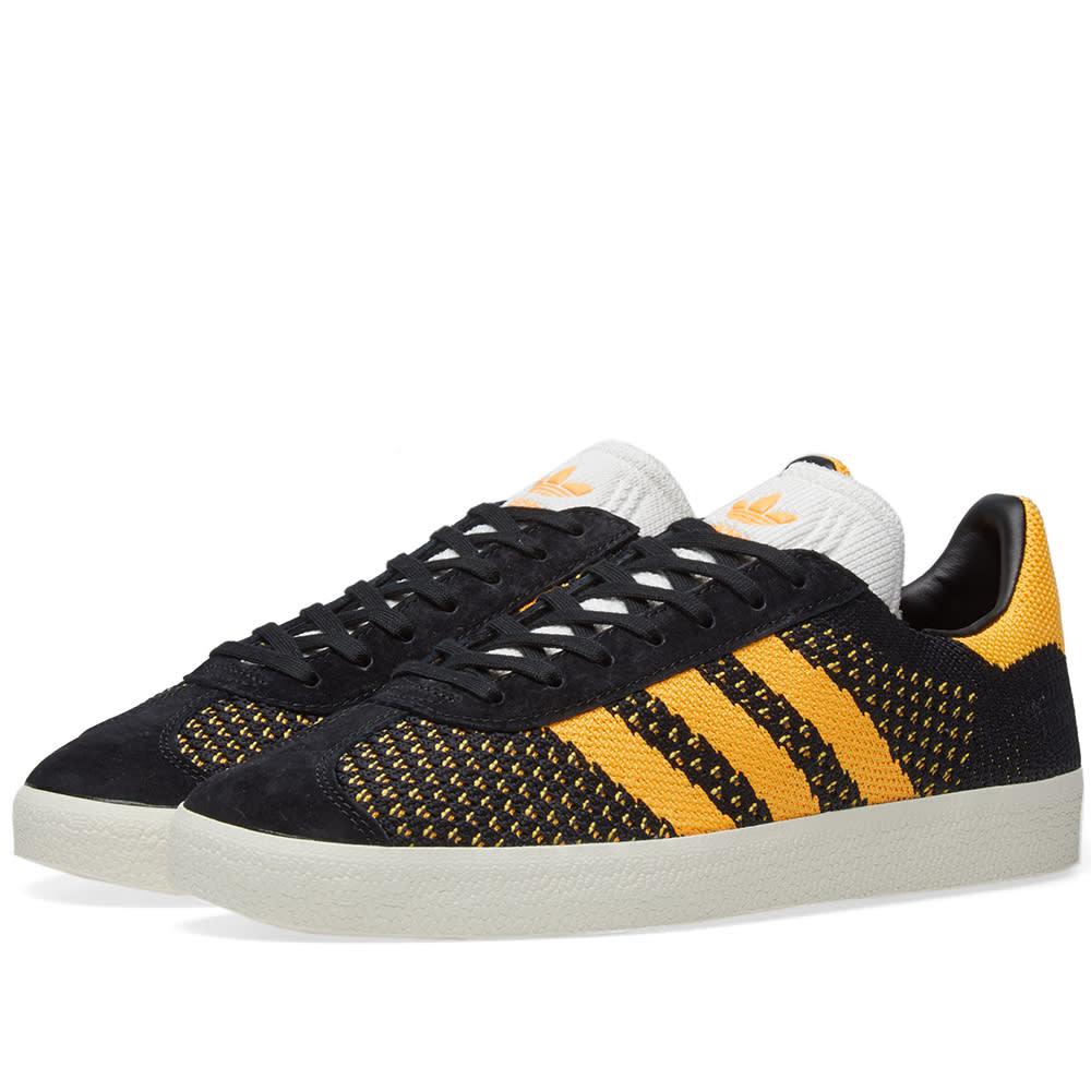 Adidas Originals Adidas Black And Yellow Gazelle Primeknit