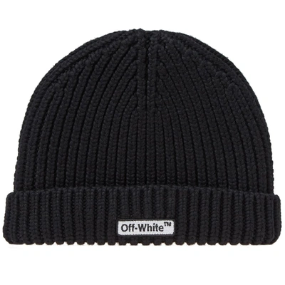 Off-white Off White Embroidered Beanie In Black