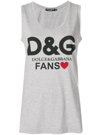 Dolce & Gabbana Fans Graphic Jersey Tank Top In Grey