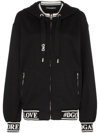 Dolce & Gabbana Hooded Intarsia-trimmed Cotton-jersey Track Jacket In Black