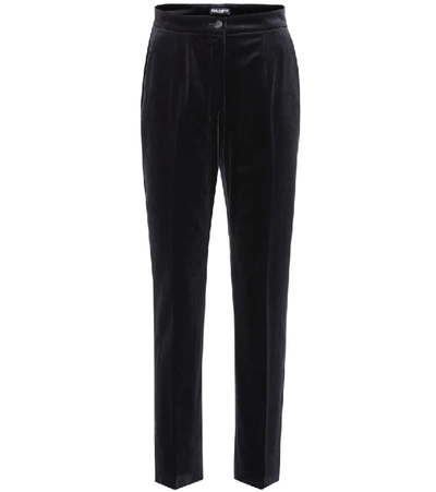 Dolce & Gabbana Velvet Straight-leg Pants In Black
