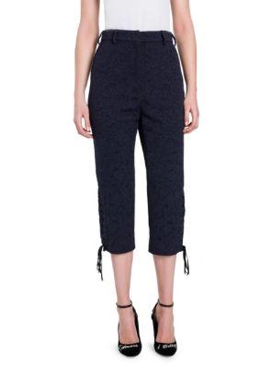 Dolce & Gabbana Cropped Jacquard Pants In Navy