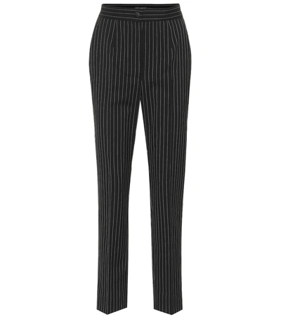 Dolce & Gabbana Pinstriped Wool-blend Straight-leg Pants In Charcoal