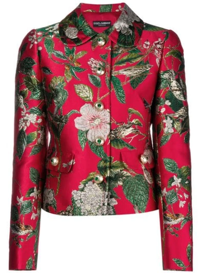 Dolce & Gabbana Long-sleeve Jacquard Jacket In Red-green