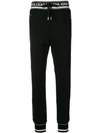 Dolce & Gabbana Intarsia-trimmed Cotton-jersey Track Pants In Nnero