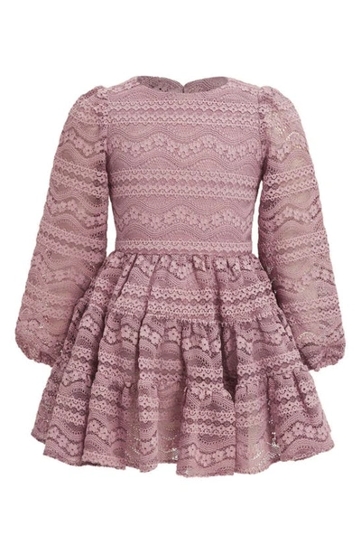 Bardot Kids' Sienna Long Sleeve Tiered Lace Party Dress In Dusty Pink