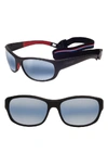 Vuarnet Men's Active Cup Wrap Nylon Sunglasses With Removable Strap In Matt Black / Red