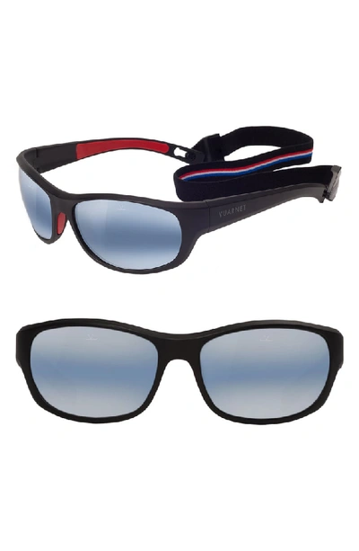 Vuarnet Men's Active Cup Wrap Nylon Sunglasses With Removable Strap In Matt Black / Red