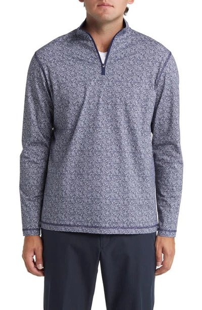 Bugatchi Ooohcotton® Print Quarter Zip Pullover In Navy