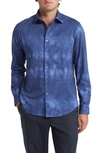 Bugatchi James Ooohcotton® Airbrush Print Button-up Shirt In Navy