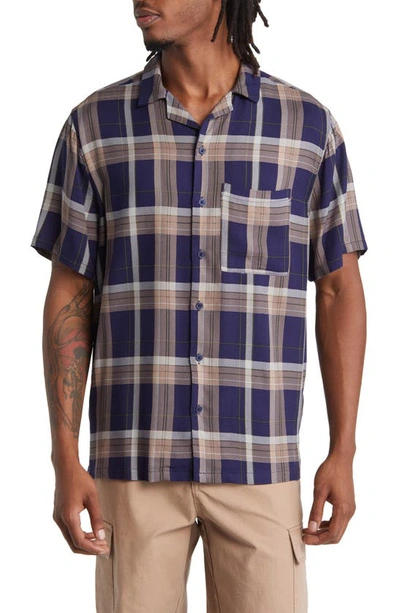 Bp. Plaid Camp Shirt In Navy League Andrew Madras