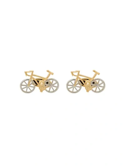 Paul Smith Bicycle Sterling Silver Cufflinks In Gold