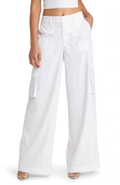 Naked Wardrobe Keep It Casual Wide Leg Cargo Pants In White