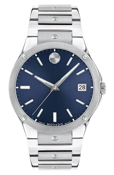 Movado S.e. Dot Accent Bracelet Watch, 41mm In Blue/silver