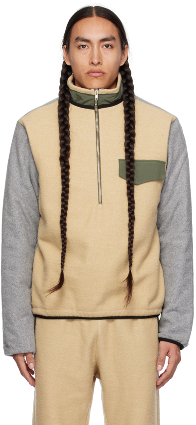 Ranra Dorg Wool-blend Zip-up Sweater In Sand