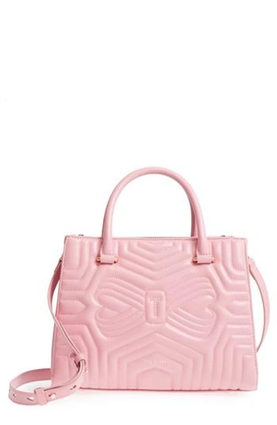 Ted Baker Quilted Bow Leather Tote - Pink In Dusky Pink