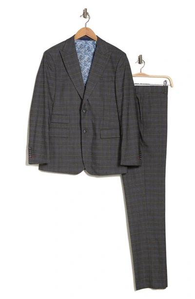 English Laundry Trim Fit Plaid Two-button Suit In Gray
