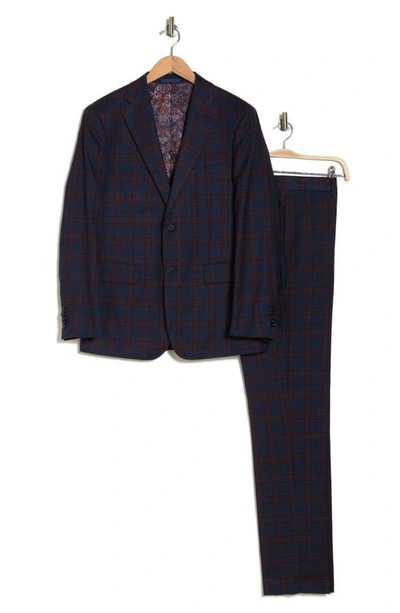 English Laundry Trim Fit Plaid Two-button Suit In Blue