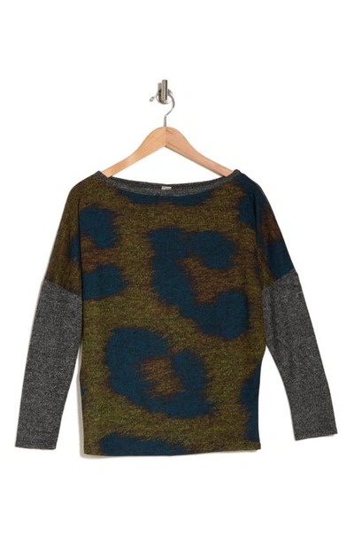 Go Couture Boatneck Pullover Sweater In Blue Perennial