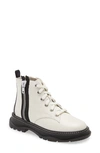 Linea Paolo Bolton High Top Sneaker In White/ Black Nappa Leather