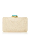 Kayu Jen Clutch With Turquoise Stone In Tan