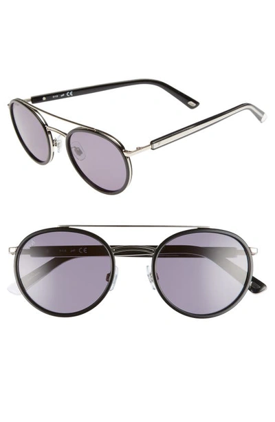 Web 52mm Aviator Sunglasses In Shiny Black/ Smoke