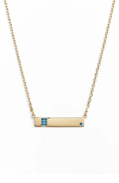 Lulu Dk X We Wore What Horizontal Bar Pendant Necklace In Blue/ Gold