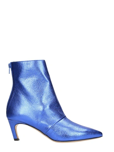 Marc Ellis Metallic Blue Leather Ankle Boots