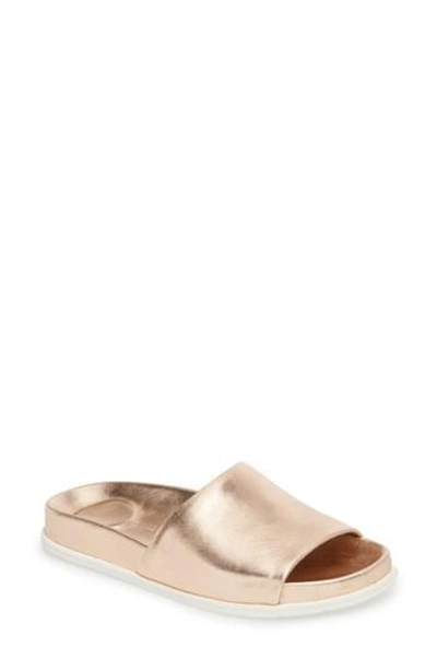 Gentle Souls By Kenneth Cole Iona Slide Sandal In Rose Gold Metallic Leather