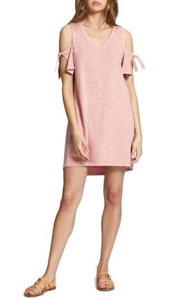 Sanctuary Lakeside Cotton Tie-sleeve Cold-shoulder Dress In Adobe
