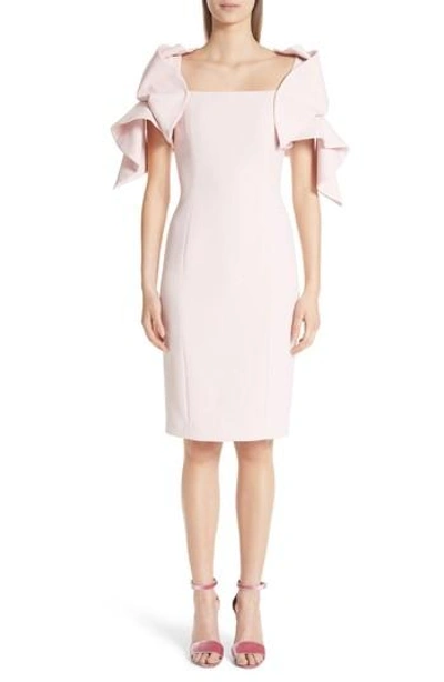 Badgley Mischka Platinum Origami Sleeve Crepe Cocktail Dress In Blush