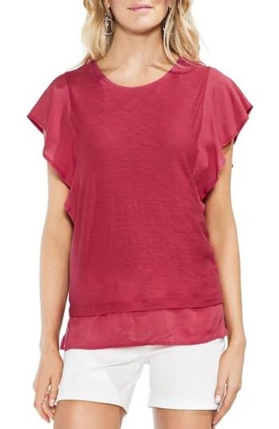 Vince Camuto Ruffle Sleeve Top In Rio Red