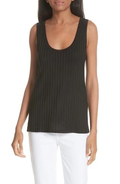 Sandro Ribbed Stretch Knit Tank In Noir