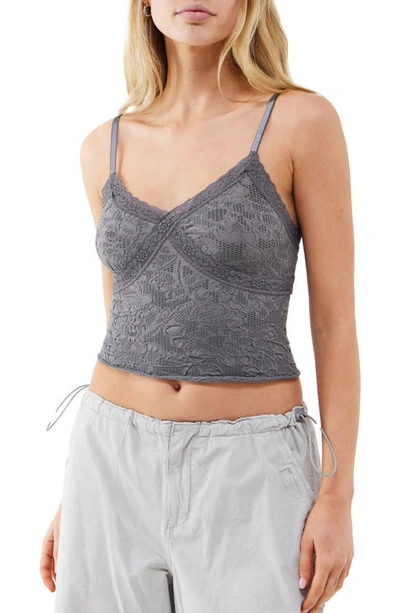 Bdg Urban Outfitters Lace Crop Camisole In Charcoal