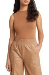 Naked Wardrobe The Nw Sleeveless Bodysuit In Brown Sugar