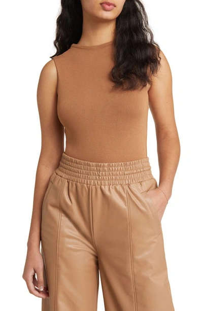 Naked Wardrobe The Nw Sleeveless Bodysuit In Brown Sugar