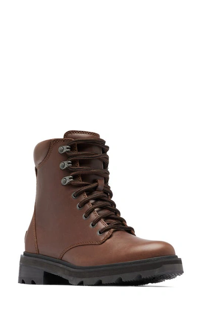 Sorel Lennox Waterproof Lace-up Boot In Tobacco/ Black