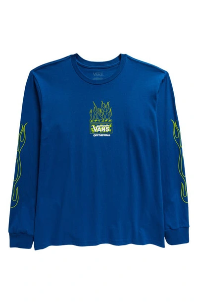 Vans Kids' Neon Flame Cotton Graphic T-shirt In True Blue