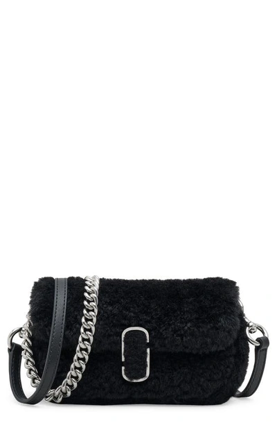 Marc Jacobs Mini The Teddy J Marc Faux Fur Shoulder Bag In Black/nickel