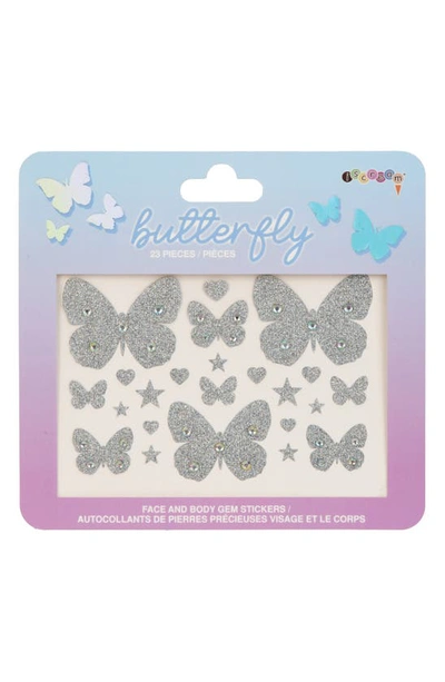 Iscream Kids' Butterfly Gem Body Stickers In Gray