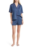 Bp. Floral Satin Shorts Pajamas In Navy Denim