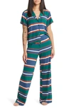 Bp. All Night Stripe Pajamas In Green Aventurine Prep Stripe
