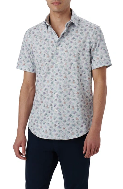 Bugatchi Miles Ooohcotton® Floral Short Sleeve Button-up Shirt In Jade