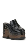 Jessica Simpson Hunyie Platform Loafer Clog In Black Faux Leather
