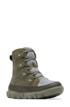 Sorel Explorer Next Joan Waterproof Boot In Stone Green/ Alpine Tundra