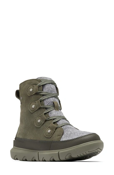 Sorel Explorer Next Joan Waterproof Boot In Stone Green/ Alpine Tundra