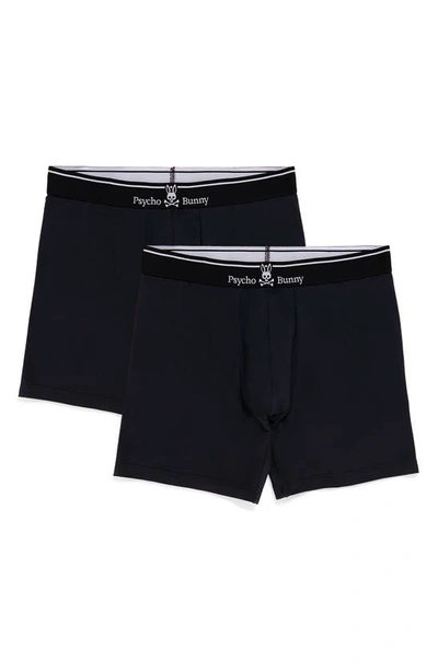 Psycho Bunny 2-pack Stretch Cotton & Modal Boxer Briefs In Black