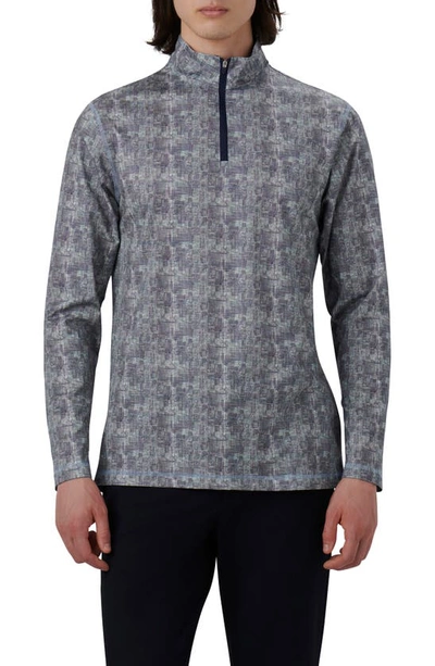 Bugatchi Ooohcotton® Print Quarter Zip Pullover In Zinc