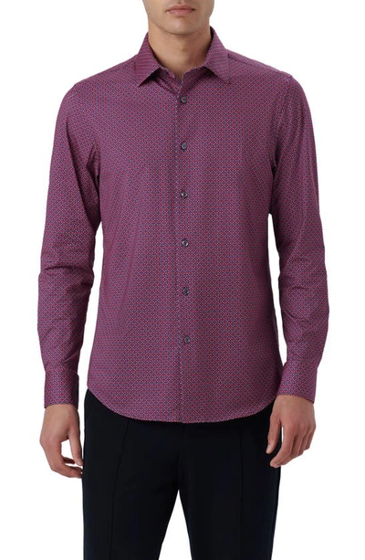Bugatchi James Ooohcotton® Geometric Print Button-up Shirt In Magenta