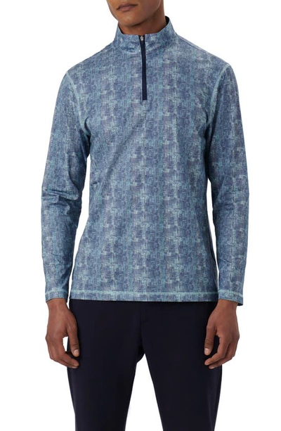 Bugatchi Anthony Ooohcotton® Abstract Print Quarter Zip Pullover In Aqua